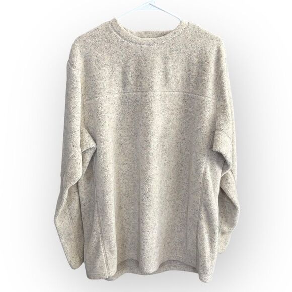 L.L. Bean Cream Crewneck Fleece Soft Knit Classic large tall - Picture 1 of 7